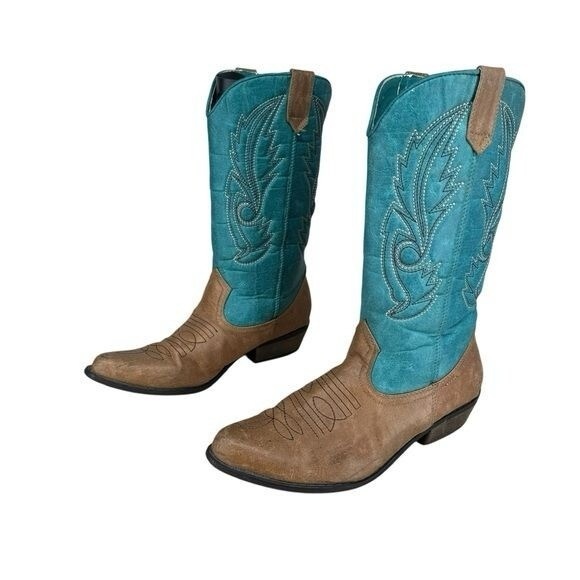 Coconuts by Matisse Shoes - Vegan Leather Coconuts by Matisse Turquoise & Brown Western Boots- Size 7.5 (US)